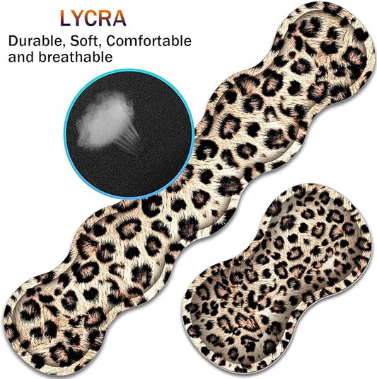 Large XXL Gaming Desk Mat 31.5"x 11.8", Ergonomic Keyboard Wrist Rest & Mouse Pad Wrist Rest + Coaster Set, Non-Slip Base, Memory Foam, Office and Home, Leopard Print