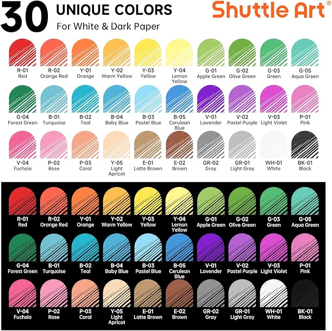 Shuttle Art 30 Colors Cute Journal Pens 0.6mm Fine Point Colored Gel Pens for Black Paper Adult Coloring Writing Drawing Journaling Note Taking School Office Home