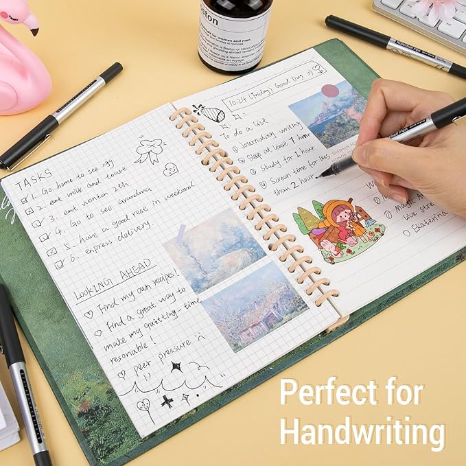 Rollerball Pen Fine Point Pens: 16 Pack 0.5mm Rollerball Pen, Extra Fine Point Pens, Black Fine Tip Liquid Gel Ink Pen Set for Writing, Note Taking, Signature, Office, Journaling, School Supplies