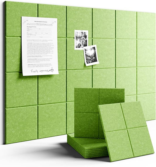 Large Felt Bulletin Board 36" x 24"Cork Board Alternative-6 Pack with 40 Safe Removable Adhesive Tabs, Cork Boards for Walls Cork Board for Home Office Classroom Pin Board-Grass Green