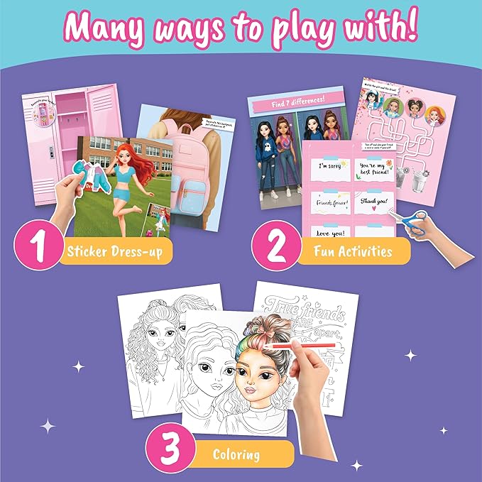 Me and My Bestie - Sticker Dress Up, Drawing, Coloring and Fun Activity for Girls Ages 5 and Up. Creative Fashion Design for Betfriends. Christmas Gift for Girls