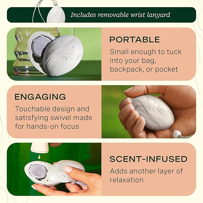 Lifelines Scent-Infused Grounding Stone & Oil Blend Gift Set - Fidgets for Tweens, Teens & Adults with Essential Oil Blend - Stocking Stuffers, White Elephant for Christmas