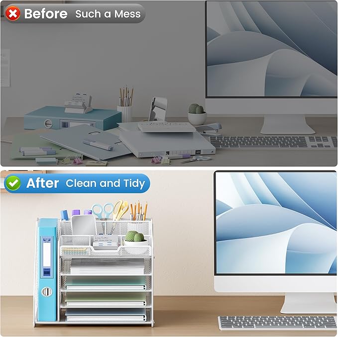 Lavatino Desk Organizer with File Holder-White