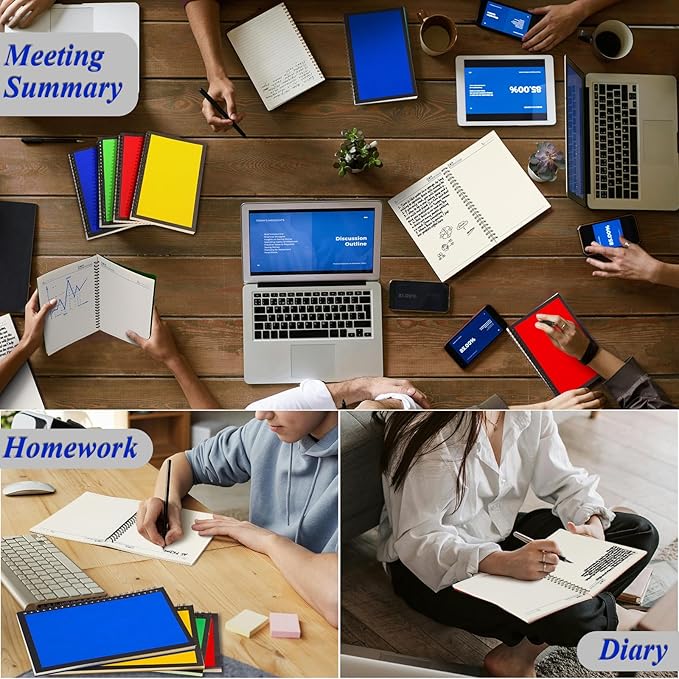 Leelosp 12 Pack Small Spiral Notebook A5 Lined College Ruled Spiral Journal Notebook 5.5 x 8.3 Inch Kraft Cover, 120 Pages for Work Students Office Business(Blue,Green,Yellow,Red)