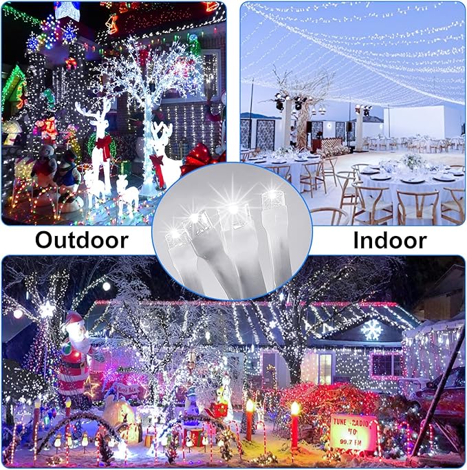 Outdoor Fairy Lights Waterproof, Plug in String Lights with 8 Modes Timer, 98Ft 300 Twinkle LED Outdoor & Indoor Decor for Girl's Bedroom/Garden/Patio/Yard/Wedding/Holiday Party