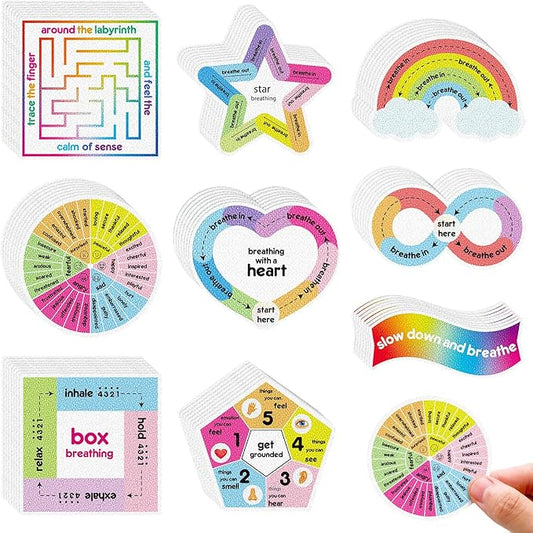 Libima 72 Pieces Anxiety Sensory Stickers Anxiety Textured Stickers Fidget Stickers Mindfulness Sticker School Counselor Supplies Adult Sensory Items Anxiety Relief, 9 Styles(Classic Color)