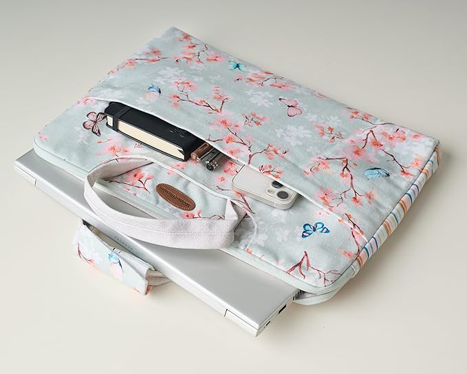 Maison d'Hermine Laptop Bag upto 13.5 inch Stain and water repellent Cotton canvas - Blossom In Spring