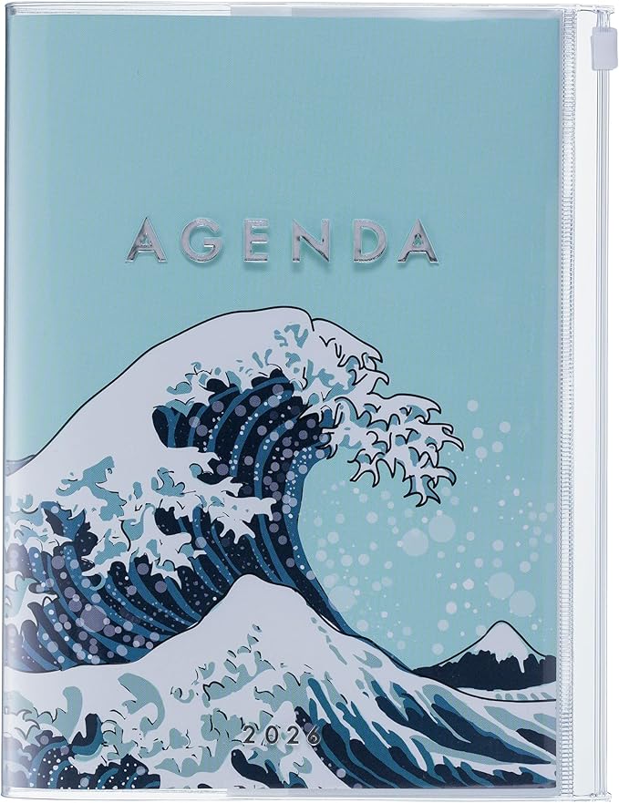 MARK'STYLE A5 Weekly Vertical Planner 16 Months (Sep. 2025 – Dec. 2026) with Soft Transparent PVC Cover,Refillable, Pocketed, for Daily Organizing & Planning (Wave Mint)