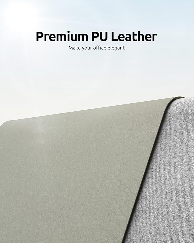 YSAGi Leather Desk Protector, Office Mat, Large Mouse Mat, Non-Slip PU Leather Blotter, Laptop Desk, Waterproof Writing Pad for Office and Home (Sage Green, 23.6" x 13.8")