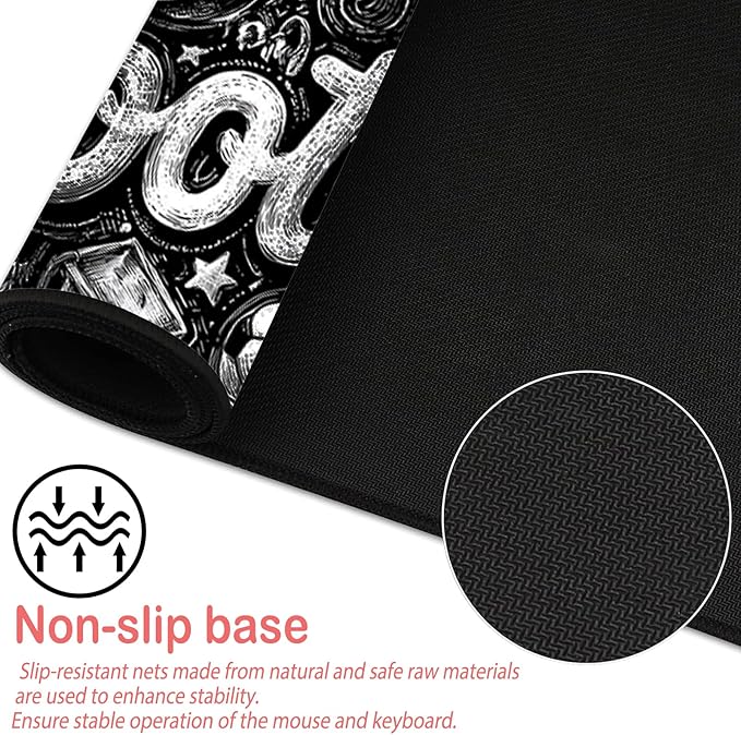 Nuxovilar Professional Large Mouse Pad & Computer Game Mouse Mat (35.4x15.7IN, Football Graffiti Art) (90 * 40cm Football Graffiti)