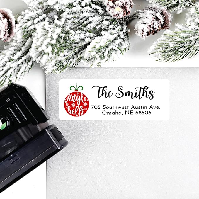 Personalized Christmas Return Address Labels - Custom Holiday Return Address Labels, Set of 120 Self Adhesive Mailing Rectangle Personalized Name Stickers (Pattern 3)