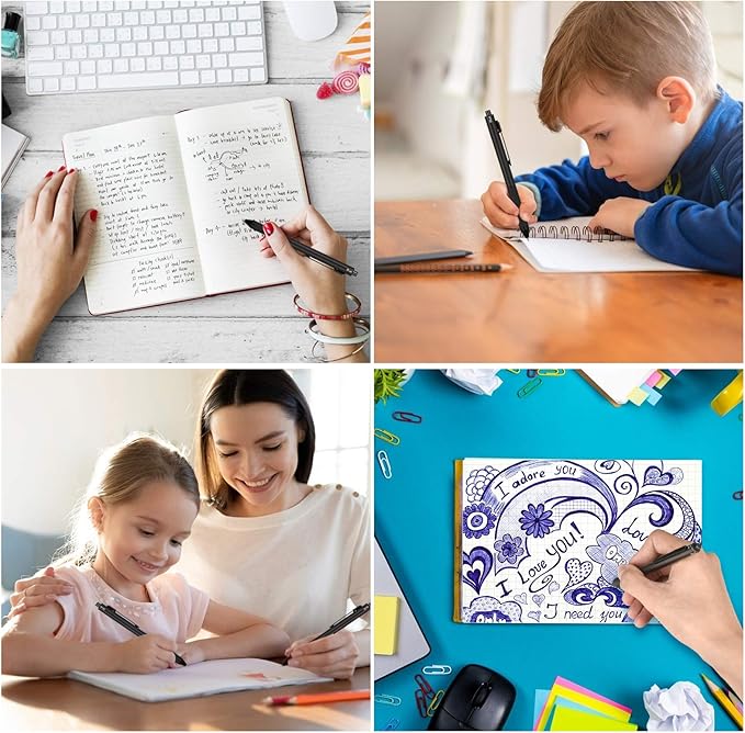 smttw 4 in1 Multi-Function Refillable & Retractable Ballpoint Pen + 0.5mm Mechanical Pencil, Fine Point, Black Metal Barrel, Black/Red/Blue Inks, Multicolor Pen With Metal Gift Box