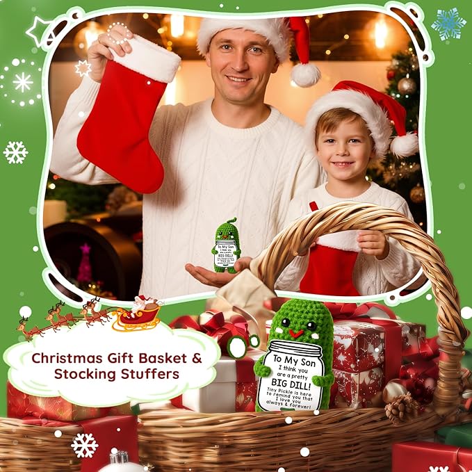 MAMAGIFTREE Funny Son Birthday Gifts Christmas, Stocking Stuffers for Kids or Adults Son, Unique Son Gifts from Mom or Dad, to My Son Present- Handmade Crochet Pickle for Son in Law Gifts