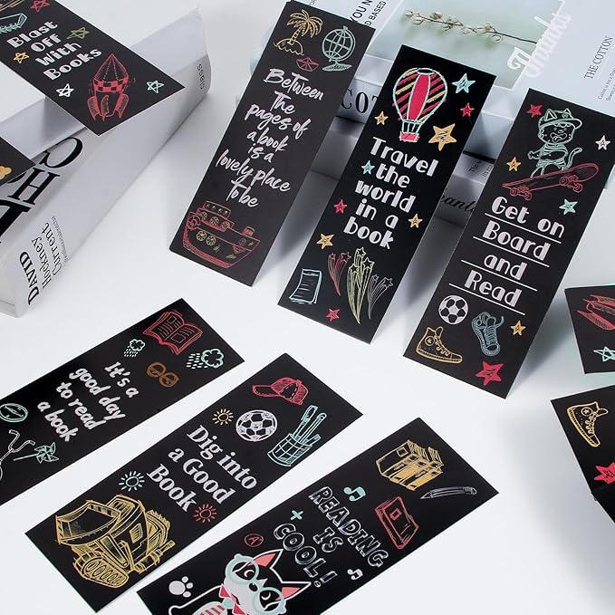 LiYiQ 100 Pcs Reading Rocks Bookmarks Rockets Design Bookmarks 7×2.5-inch Double-Sided Bookmarks for Book Lovers Cute Bookmarks for Reading Bookmarks for Students School Supplies