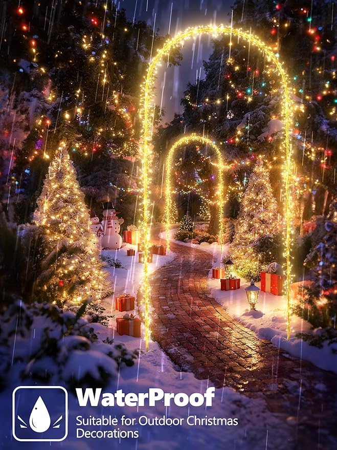 Lomotech Christmas Light Arch - 9.5Ft 460 Leds Iron Pole Archway 8 Modes Waterproof Christmas Lights with Timer for Lawn, Yard, Walkway, Garden, Party, Holiday, Christmas Decoration (Warm White)