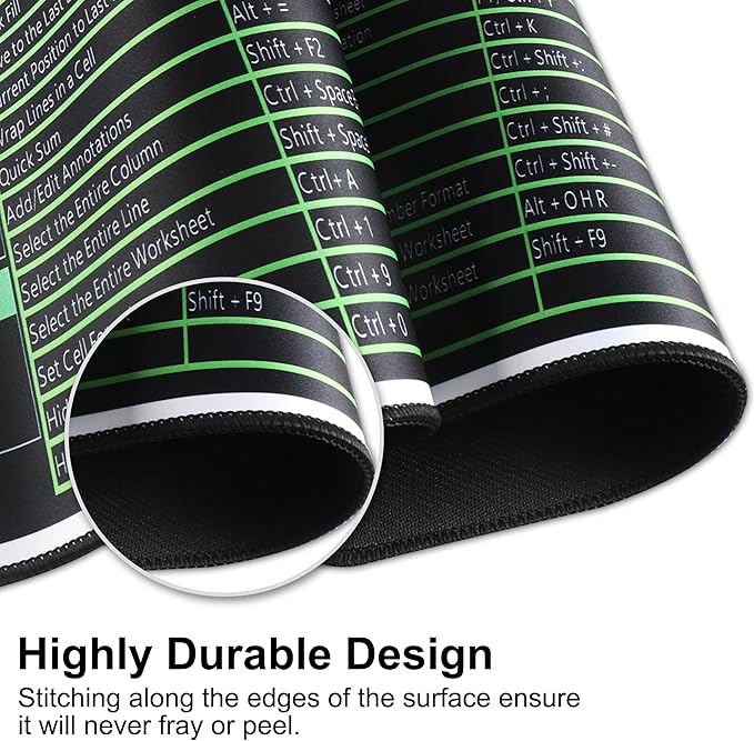 Large Gaming Mouse Pad Extended XXL Mouse Mat Long Desk Pad with Stitched Edges for Keyboard Home Office Gaming Work Big Desk Pad (35.4x15.7IN,90x40) (Excel Shortcuts)