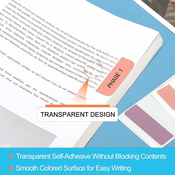 PATIKIL Clear Index Sticky Tabs, 720 Pcs Small Transparent Sticky Notes Bookmarks Planner Stickers Page Tabs for Office Notebooks File Folder Ledger Book, Gradient Green