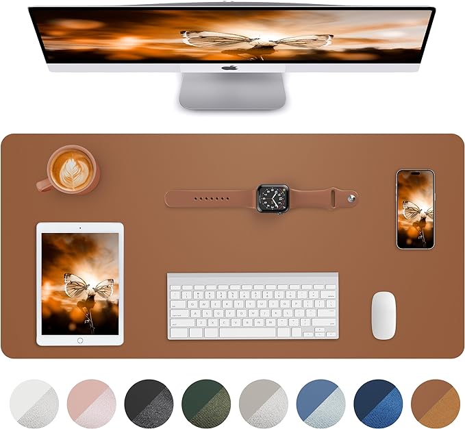 Non-Slip Desk Pad,Mouse Pad,Waterproof PU Leather Desk Protector,Ultra Thin Large Desk Blotter,Waterproof Keyboard mat for Office/Home/Decor(Brown 23.6" x 13")