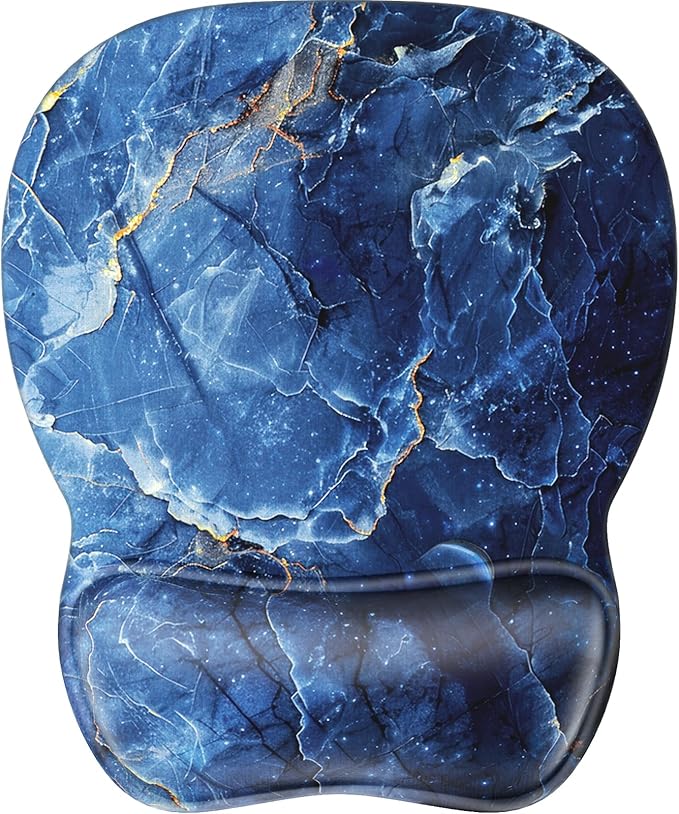 MROCO Ergonomic Mouse Pad with Gel Wrist Rest, Comfortable Mousepad with Smooth Wrist Support Surface and Non-Slip PU Base for Pain Relief, Computer, Laptop, Office & Home, 9.4 x 8.1 in, Ocean Marble