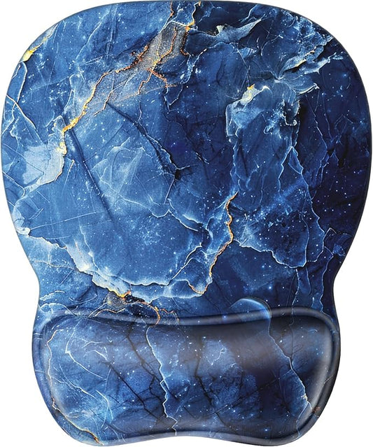 MROCO Ergonomic Mouse Pad with Gel Wrist Rest, Comfortable Mousepad with Smooth Wrist Support Surface and Non-Slip PU Base for Pain Relief, Computer, Laptop, Office & Home, 9.4 x 8.1 in, Ocean Marble