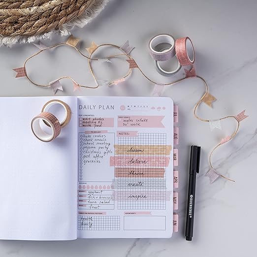 DIVERSEBEE Pastel Washi Tape Set, 5 Rolls Decorative Scrapbook Tape, Cute Craft Tape, Scrapbooking Bullet Journal Supplies, Bible Journaling, Planner Accessories, Gift Wrap Tape (Forest)