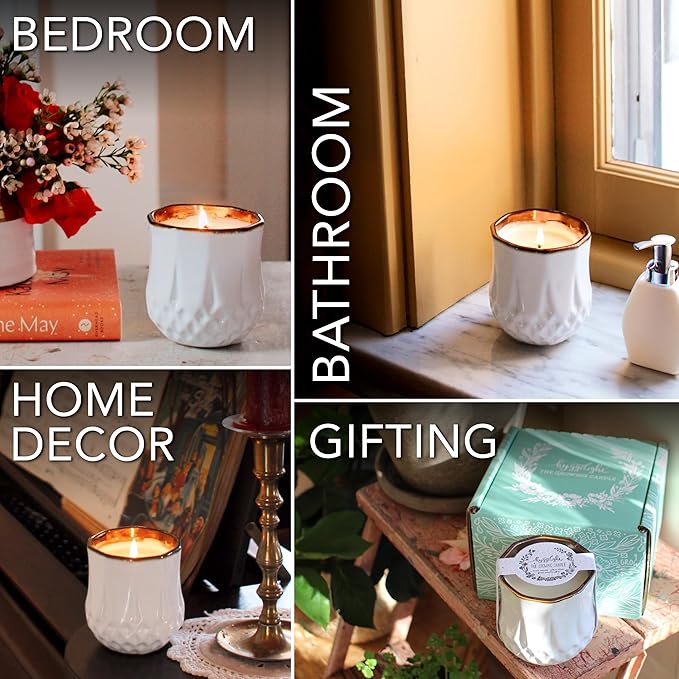 Hyggelight - The Growing Candle, Coffee Scented, 9oz Ceramic Pot, Aromatherapy Candles, 100% Soy, Cream and Espresso Aroma for Home, Astrid