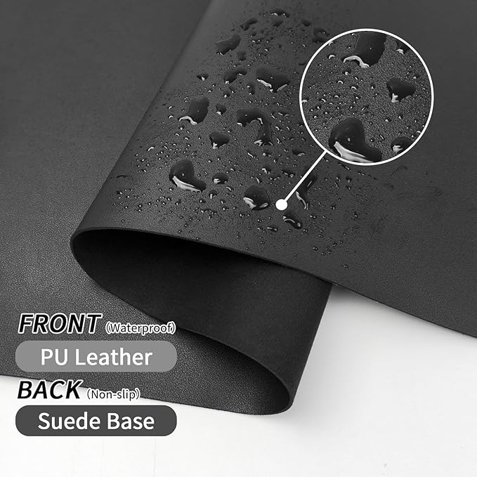 Mouse Pad with Wrist Rest Support, Keyboard Wrist Rest and Mouse Pad Set, Desk Mat for Keyboard and Mouses, Non-Slip Computer Mat Set for Office, Home (31.5×15.7 Inches, Black)