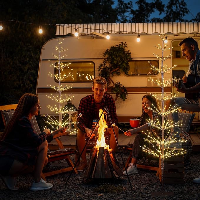 LIGHTSHARE 6FT 325L Lighted Starlit Tree, Warm White, for Home, Festival, Party, and Christmas Decoration, Indoor and Outdoor Use, Brown