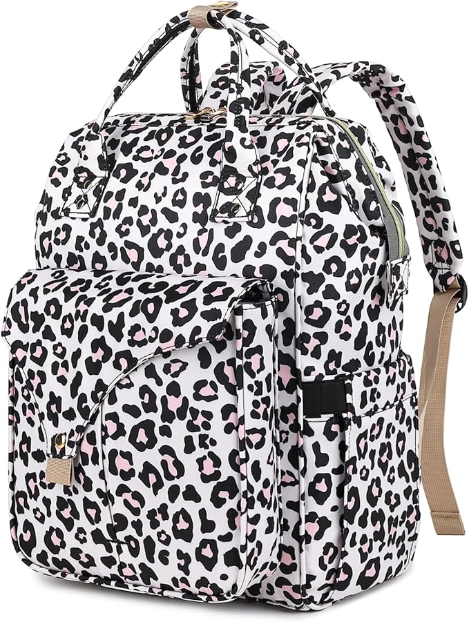 Leopard Laptop Backpack College School Backpack Bookbags Nurse Backpacks Travel Bags Casual Daypacks for Women Girls Fits 15.6 Inch Notebook