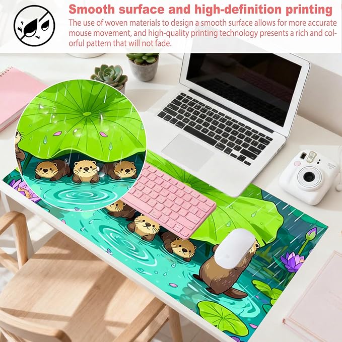 Nuxovilar Professional Large Mouse Pad & Computer Game Mouse Mat (35.4x15.7IN, Monkeys Under Lotus Leaf Art) (90 * 40cm Monkeys & Lotus Leaf)