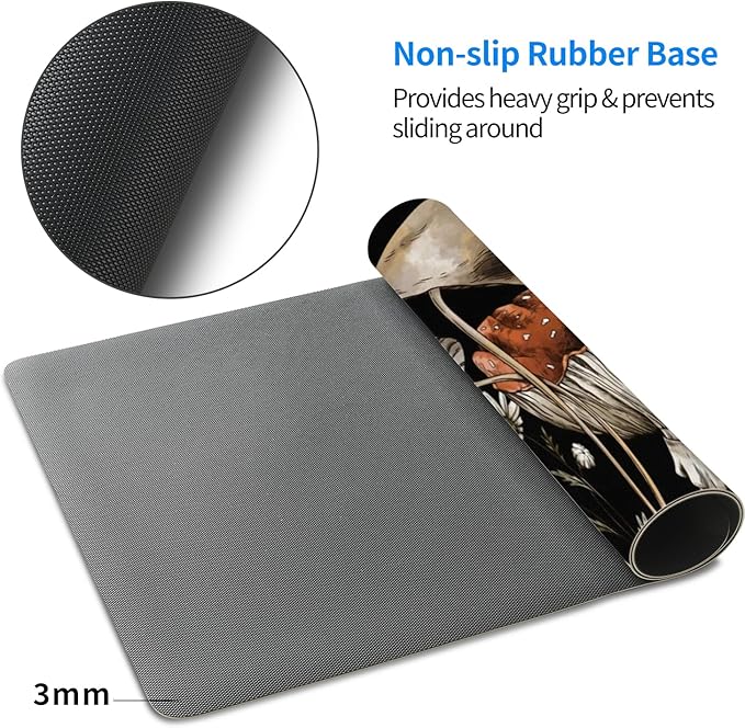 MAYCARI Cute Desk Mat Cartoon Desk Pad Mouse Pad Kawaii Large Mushroom Gaming Mousepad XXL Laptop Keyboard Desktop Writing Pad for Girls Students 31.5"X15.7"