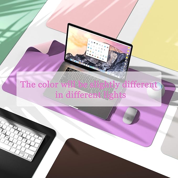 YSAGi Non-Slip Leather Desk Pad, Waterproof Laptop Computer Desk Keyboard Mat, Table Protector Blotter Mat, Large Mouse Pad for Office/Work/Home/Decor(Purple, 23.6" x 13.7")