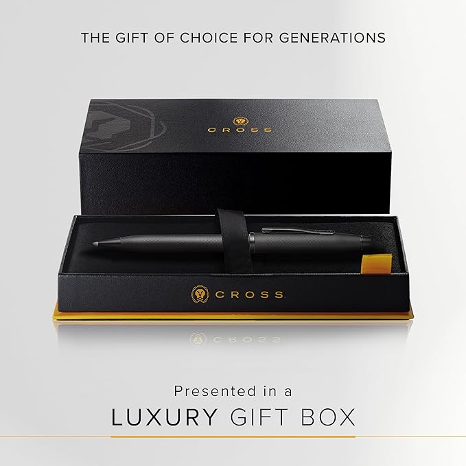 Cross Century II Refillable Ballpoint Pen Presented in a Luxury Gift Box - Medium Point, Black Ink, Black Micro-knurl