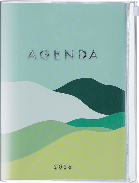 MARK'STYLE A5 Weekly Vertical Planner 16 Months (Sep. 2025 – Dec. 2026) with Soft Transparent PVC Cover,Refillable, Pocketed, for Daily Organizing & Planning (Mountain Green)