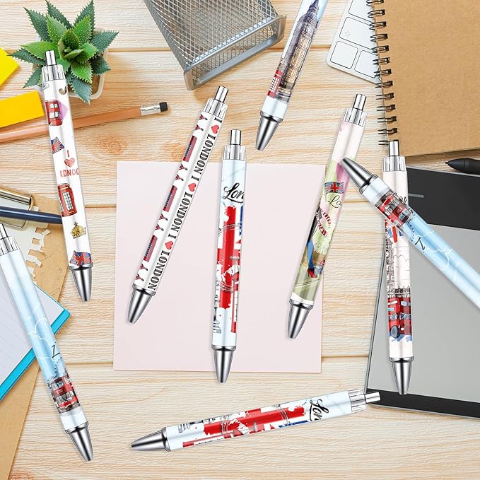 London Ballpoint Pens Set - 24PCS London Travel Souvenirs United Kingdom England Pens London City Gift Pen British Deck Bus Tower Bridge BallPoint Pens for Office School Supplies Traveler Gift