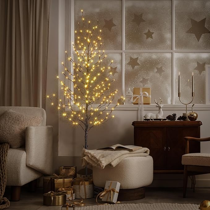 LIGHTSHARE 6FT 240L LED Star Light Tree, for Home Festival Party Christmas, Indoor and Outdoor Use, Warm White