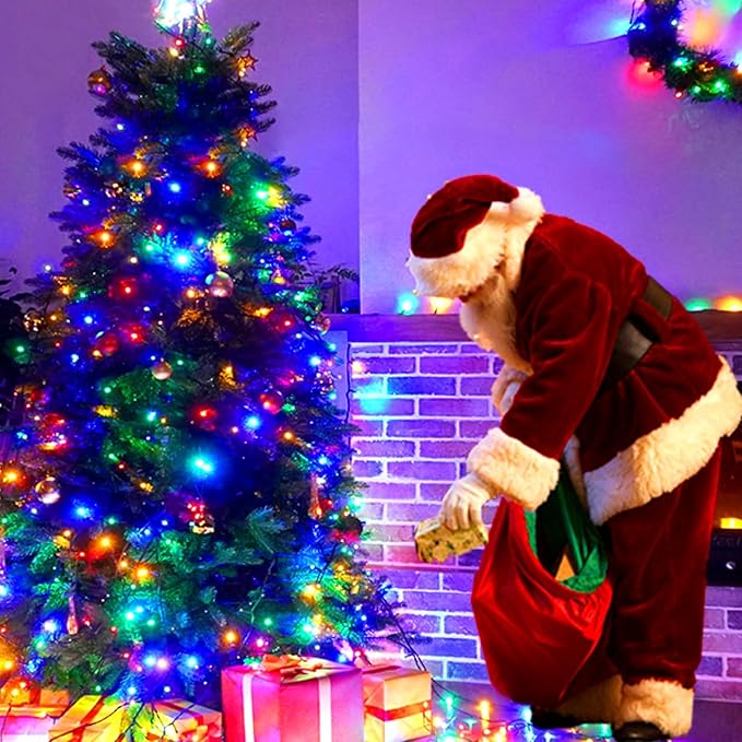 Music Motion Sensor Christmas String Lights 105ft 300 LED，Multicolour Christmas Tree Lights，End-to-End Plug In 6 Modes Christmas Lights, Waterproof for Indoor Outdoor Tree Party Yard Room Decor