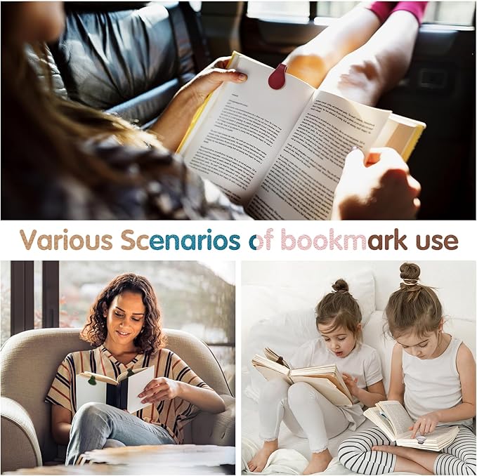 Magnetic Leather Bookmark, 12 Pcs Colorful Leather Magnet Book Marks Page Markers Retro Magnet Bookmark Clips Reading Supplies Gift for Reading Men Women Book Lovers