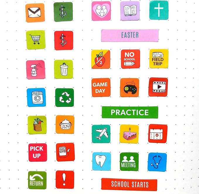 Mirida Planner Stickers - 1900+ Mom Calendar Icons, Variety Pack - Household Chores, Budget, Kids’ School Events, Daily Errands for Adults Organizer
