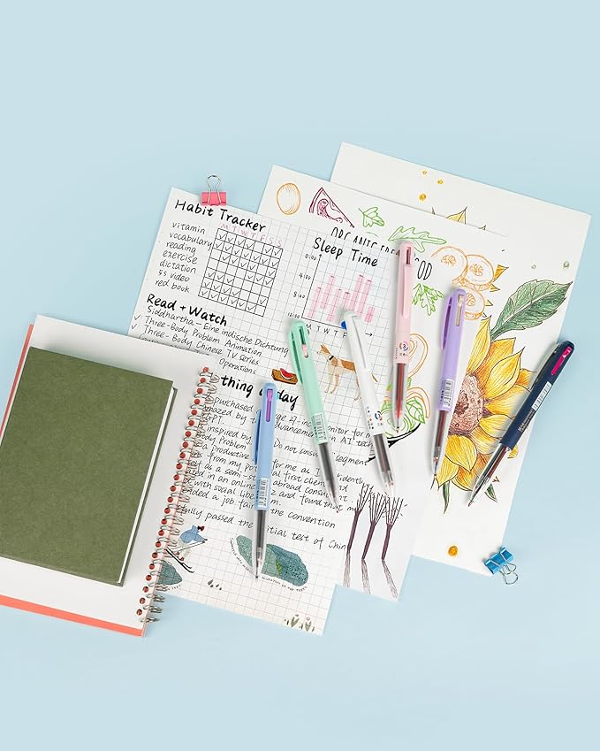 3-in-1 Retractable Gel Pens Colored - 0.5mm Fine Point Smooth Writing - Gel Ink Multicolor Gel pens for Journaling Planner, (Deeppink, Sienna, Steelblue)