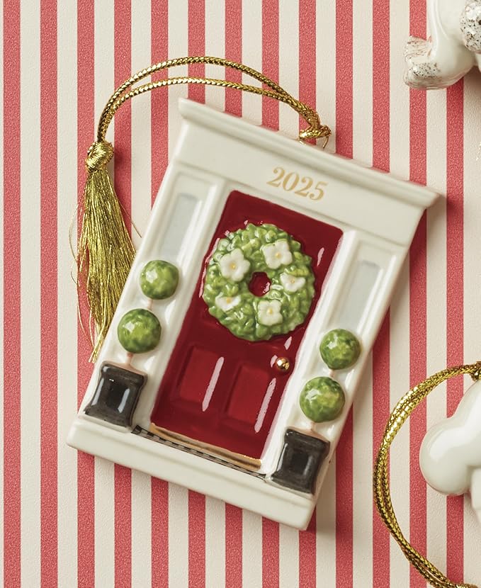 Lenox Ornament, 2025 Our New Home Porcelain Ornament, House Door Design with Gold Accents & Hanging Cord, for Christmas Tree Decoration, Winter Decor, Christmas Decor, Door Design (Multicolor 1 Piece)