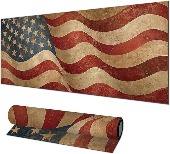 Mouse Pad XL Large Desk Mat 31.5 x 11.8 Inch American Flag Extended Keyboard Pad Non Slip Computer Mat Waterproof Gaming Mouse Pad Vintage Patriotic Mousepad for Office Home