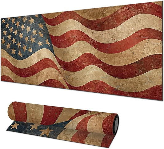 Mouse Pad XL Large Desk Mat 31.5 x 11.8 Inch American Flag Extended Keyboard Pad Non Slip Computer Mat Waterproof Gaming Mouse Pad Vintage Patriotic Mousepad for Office Home