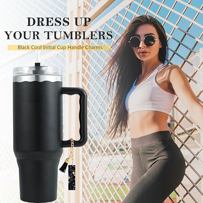 Letter Charm Accessories for Stanley Cup 1 PCS Cute Initial Keychain Handle Charm for Stanley Tumbler for Women