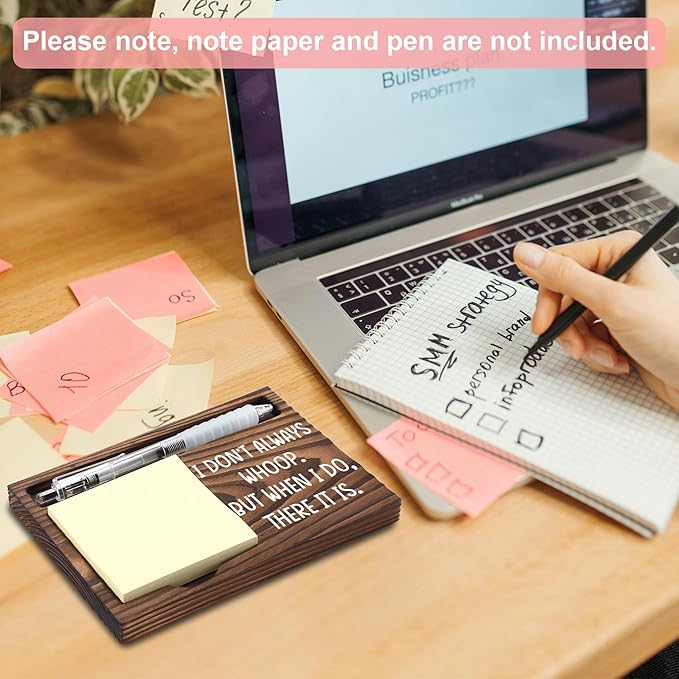 Employee Appreciation Gifts, Thank You Gifts for Coworker, Funny Quotes Office Sticky Note Holder, Cute Humor Post-it Note Dispenser for Desk, Wooden Post-it Note & Pen Holder 6.5" x 4.7" - FTA117