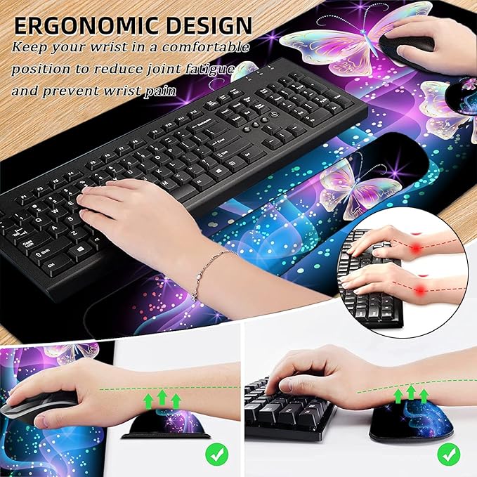LATEEFAH Desk Mat, Mouse Pad with Wrist Rest, 4-in-1 Large Mouse Pads for Desk, Ergonomic Mouse Pad and Keyboard Wrist Rest Gaming Keyboard Mat for Office, Home