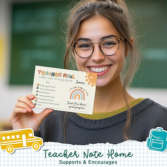 LOVEDMORE Boho Sunshine Teacher Mail Cards for Classroom, Preschool, Elementary Classroom Incentives Cards for Students