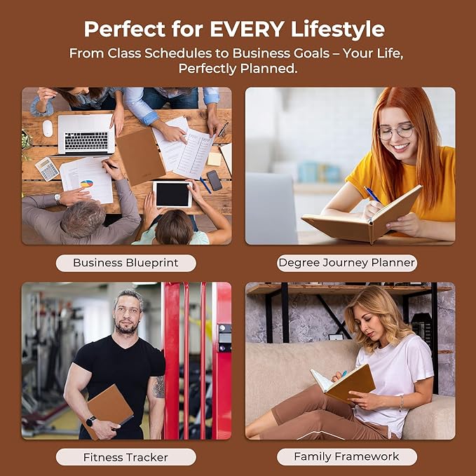 Weekly Monthly 2025-2026 Planner (July 25-Dec 26),11.5"x8.5",18 Months Agenda Plan with Month Tabs & Pocket,Expenses/Note Pages, Academic Calendar with Vegan Leather Cover,Brown