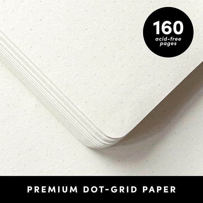 PAPERAGE Dotted Journal Notebook, (Coral), 160 Pages, Medium 5.6 in x 8 in - 100 GSM Thick Paper – Hardcover Journaling Notebook for Work, School & Bullet Journaling