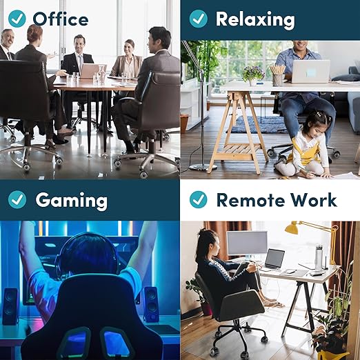 Lifelong Office Chair Wheels Replacement Rubber Desk Chair Casters for Hardwood Floors and Carpet, Set of 5, 2 Inch Heavy Duty Casters for Chairs to Replace Office Chair Mats - Fits 98%